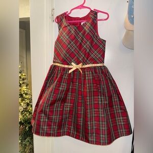Red Plaid Sleeveless Dress with Bow